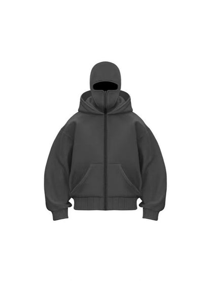 European And American Men's Fashion Thickened Double-Layer Hooded Sweatshirt Barak Double Hood Double Collar Cardigan Zipper Sweatshirt Factory Direct Sale