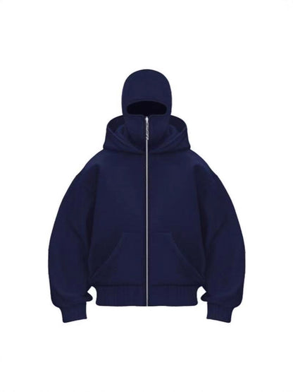 European And American Men's Fashion Thickened Double-Layer Hooded Sweatshirt Barak Double Hood Double Collar Cardigan Zipper Sweatshirt Factory Direct Sale