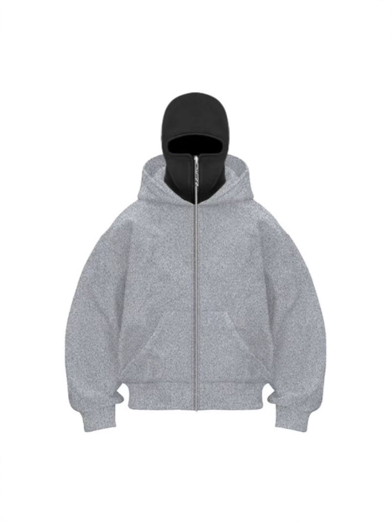 European And American Men's Fashion Thickened Double-Layer Hooded Sweatshirt Barak Double Hood Double Collar Cardigan Zipper Sweatshirt Factory Direct Sale